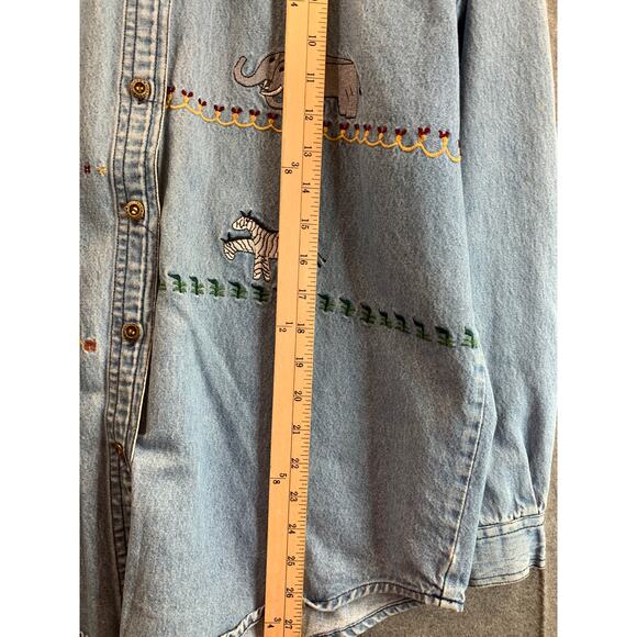 Noah's Ark Denim Blouse Womens Extra Large Blue Long-Sleeve - Picture 7 of 7